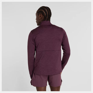 New Balance Mens Athletics Heat Grid 1/2 Zip | Plum Brown