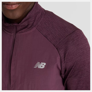 New Balance Mens Athletics Heat Grid 1/2 Zip | Plum Brown