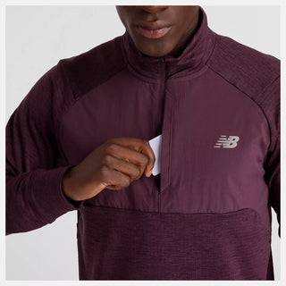 New Balance Mens Athletics Heat Grid 1/2 Zip | Plum Brown