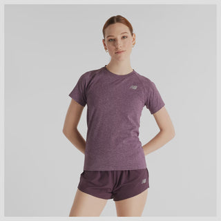 New Balance Womens Knit Slim Tee | Plum Brown Heather