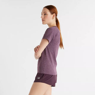 New Balance Womens Knit Slim Tee | Plum Brown Heather