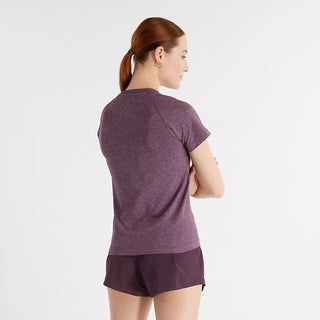 New Balance Womens Knit Slim Tee | Plum Brown Heather