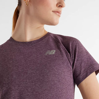 New Balance Womens Knit Slim Tee | Plum Brown Heather