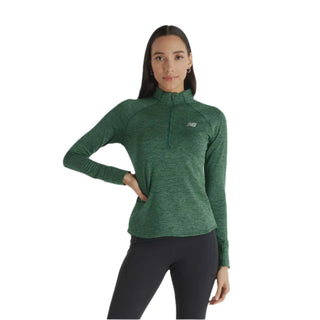 New Balance Womens Athletics Heat Grid 1//2 Zip | Night Watch/Green Heather