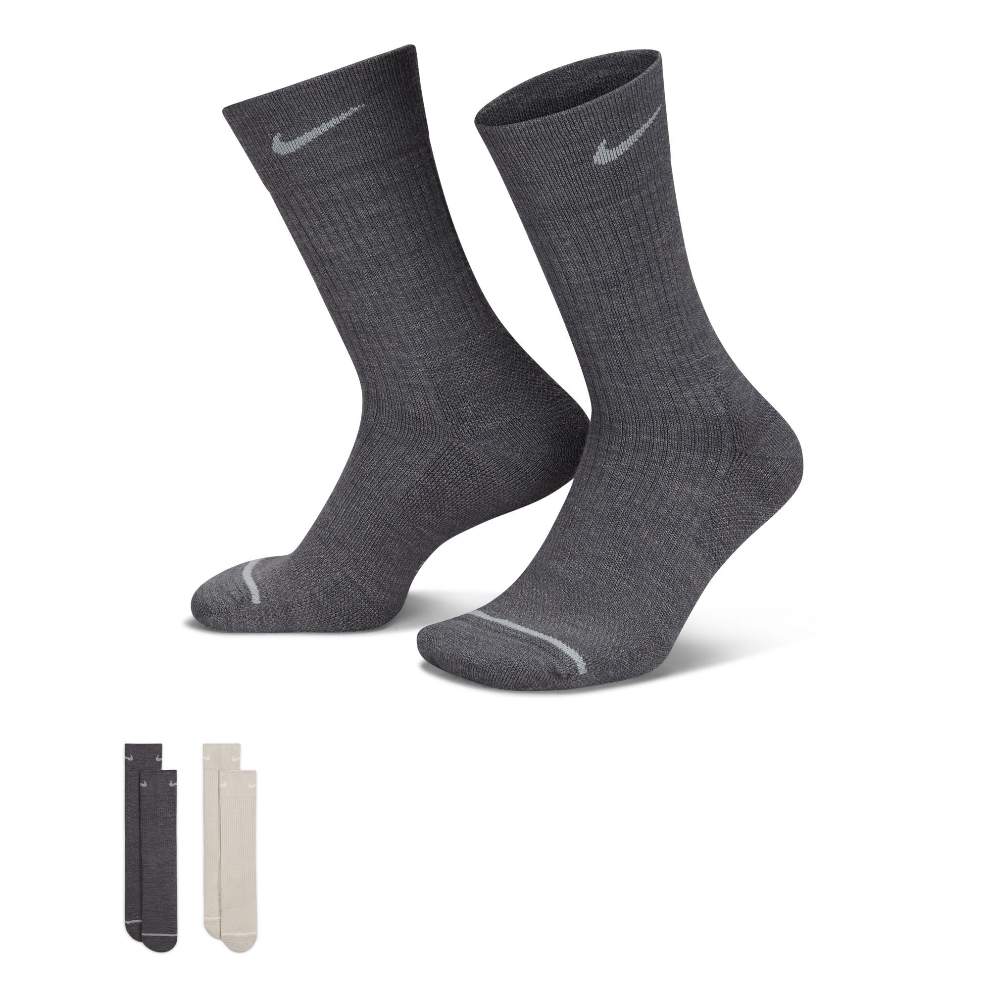 Nike Everyday Wool Crew Cushioned Socks 2PK | Grey/White – Taskers Sports